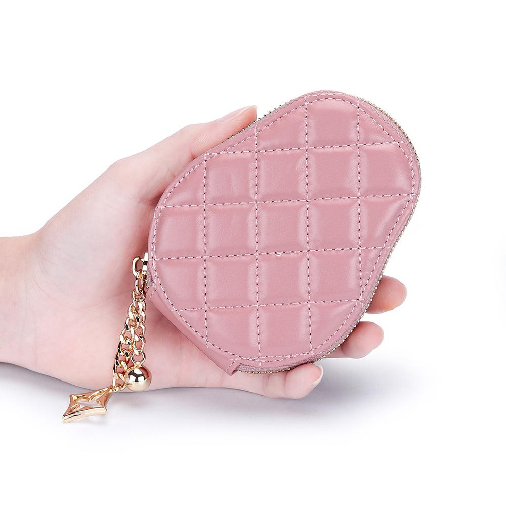 Genuine Leather Credit Card Holder Solid Zipper Bag Women Wallet Bank Sheepskin Leather Wallets Designer Quilted Cardholder