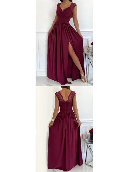 2026 Bez rukávů Krajka Záda odhalená Evropsko-americké Dámské Šaty s rozparkem na lemu