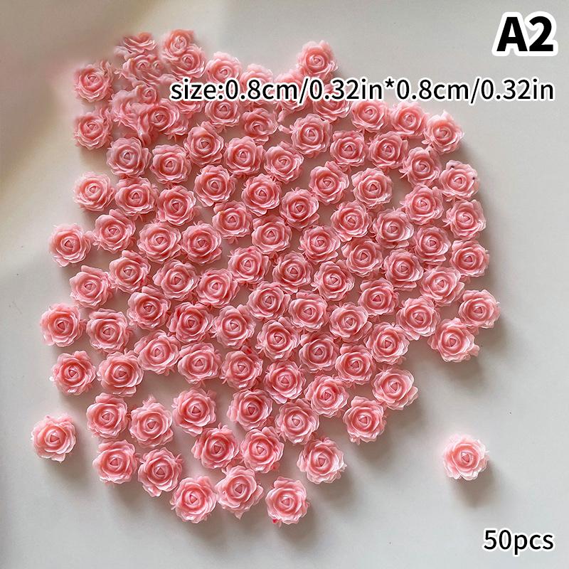 

50 шт. 3D Розмір 6/7/8 мм Квіткові Накінечники-Квіти Троянди Зі Смоли для Нігтів Аксесуари Рожева Троянда Червона Наклейки для Манікюру Розкішні Прикраси Матеріали для DIY A2