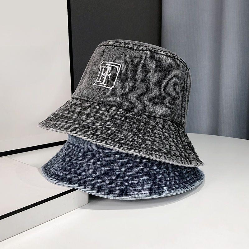 Korean Version of Women's Big Head and Face Showing Small Fisherman's Hat Retro Washing Denim Basin Hat Versatile Bucket Hat