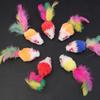 Interactive Cat Toy Chasing Toys Colorful Cute Plush Interactive False Mouse for Indoor Cats Entertain