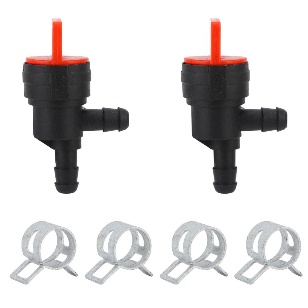 Fuel Shut Off Valve, 2Pcs 90 Degree Fuel Cut Off Valve Gas Shut Off Tool Small Engine Fuel Shut Off Valve with 4Pcs Clamp for 698181 494539 697944