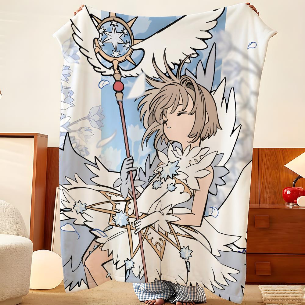Anime C-Cardcaptor S-Sakura Throw Flannel Throw Blanket, Lightweight Cozy, Durable Washable cute Cool