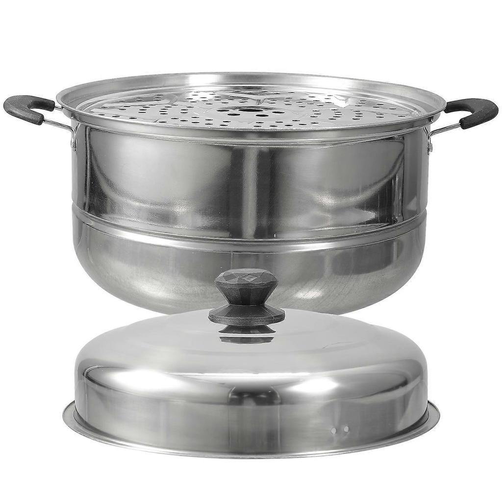 1Pc Stainless Steel Steam Pot Double-layered Food Steamer Stockpot Soup Pot