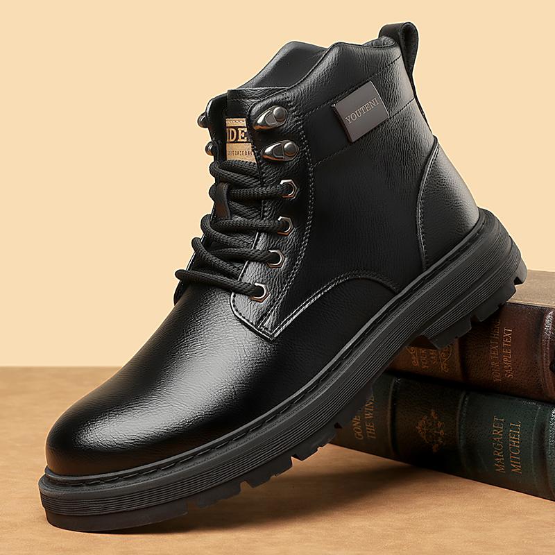 Men's Autumn and Winter Boots High Quality Retro Luxury Style Leisure Business Fashion Street Black Brown High Top Leather Shoes