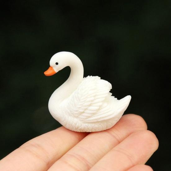 Miniature Swan Figurine Mini White Swan Resin Statue Realistic Animal Ornament Dollhouse Fairy Garden Micro Landscape Decoration