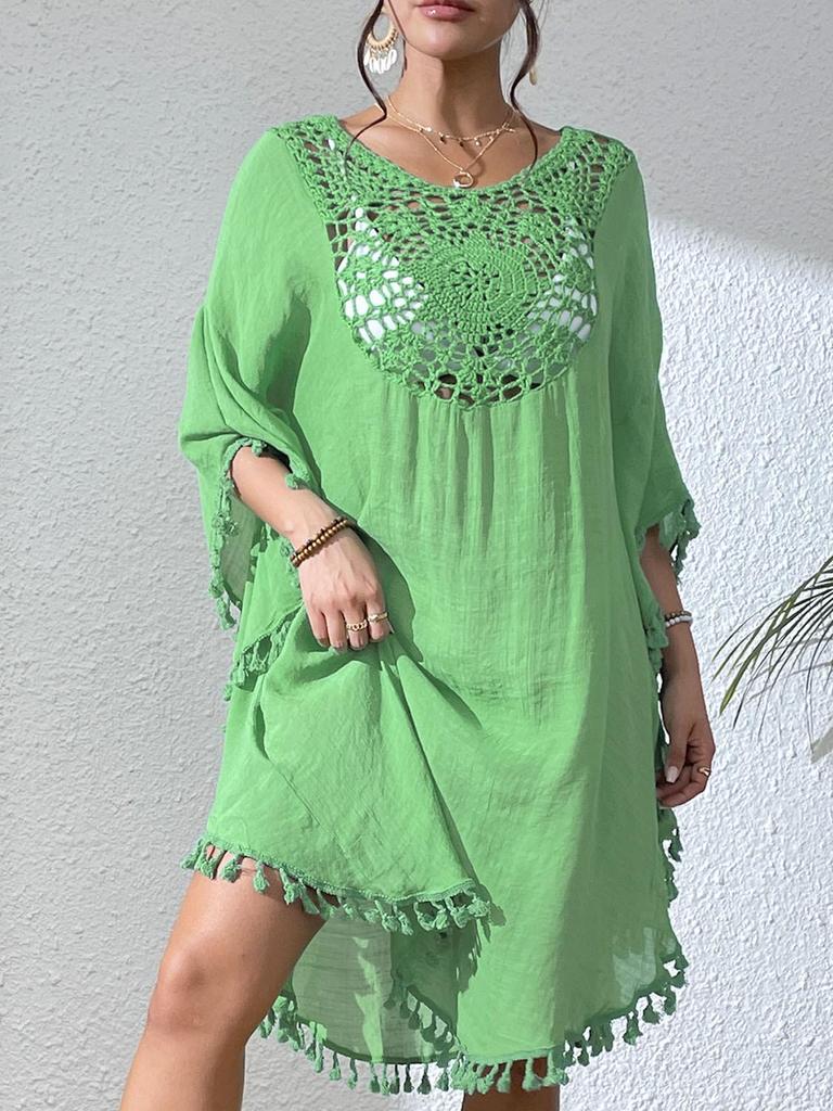 2024 Beach Dress Crochet Patchwork Tassel Cover-Up