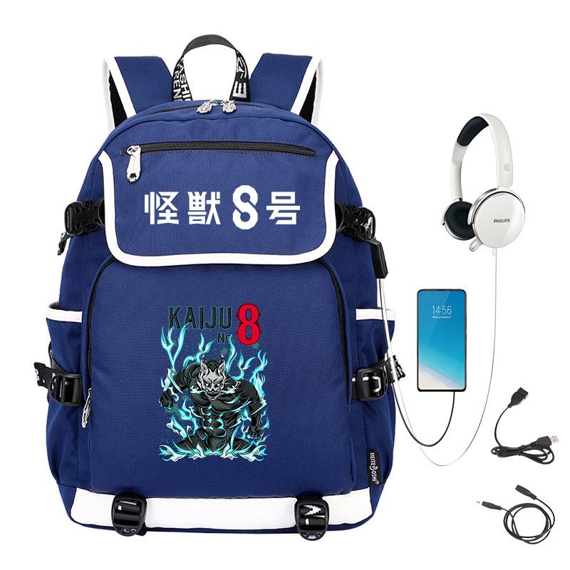 Monster No. 8 Peripheral Personalized Printed Backpack with USB Interface Cross-border Korean Edition Student Leisure School Bag