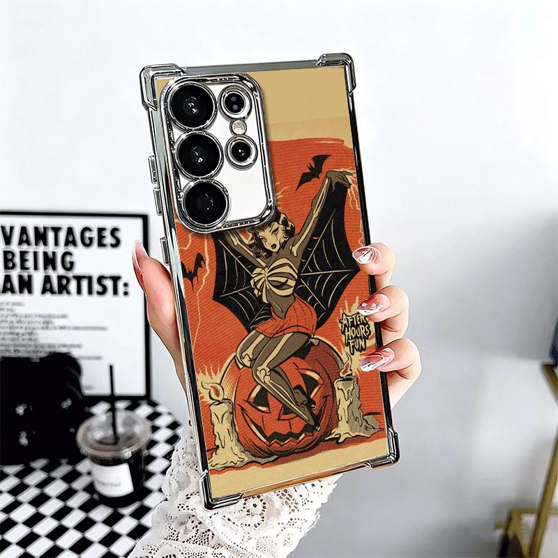

Halloween-Costumed Girl Soft Phone Case For Samsung Galaxy S26 Ultra S25 Edge S24 FE S23 Plus S22 S21 + S20 Plating Anti-Fall Fu Samsung S23 Ultra