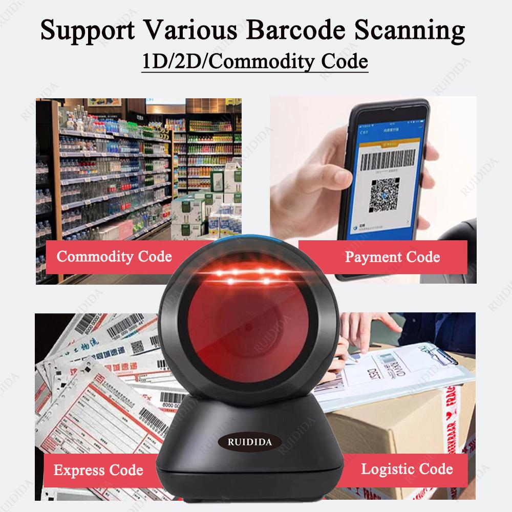 Desktop QR Code Scanner Hands-Free USB Wired Barcode Reader Platform Automatic Scanning Bar Code Scanner 1D 2D Table Bar Reader