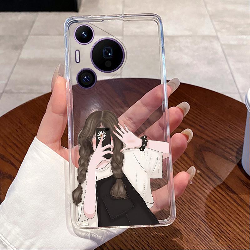 Back Cover For Huawei Pura70 Pura 70 Pro Plus Case Luxury Cute Love Rabbit Funny Pattern Clear Soft Slim TPU Silicone Phone Case