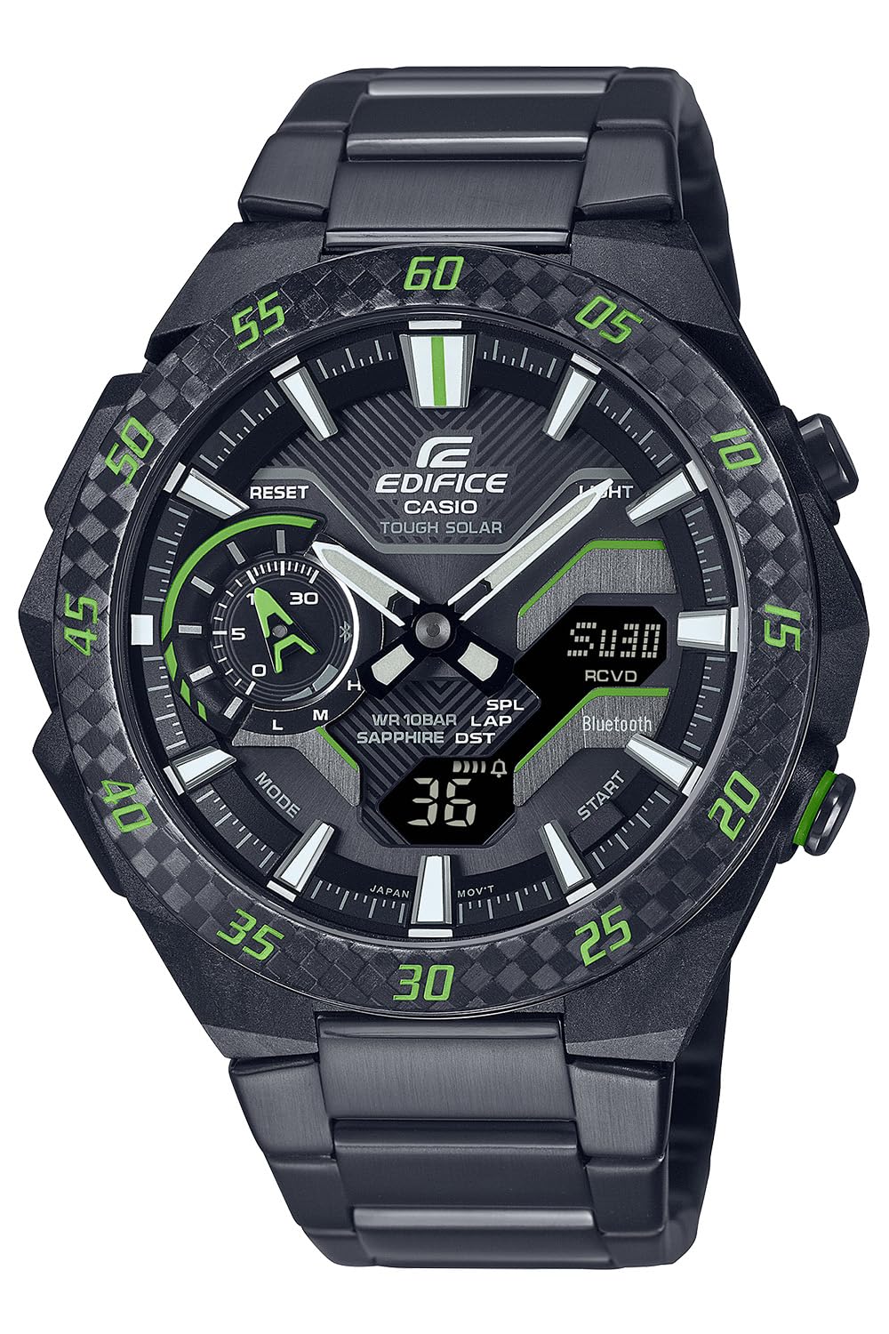 

Edifice Watch Equipped with Bluetooth Solar Sapphire Glass Black [Casio] [WINDFLOW] ECB-2200YRC-1A3JF Men s зелений