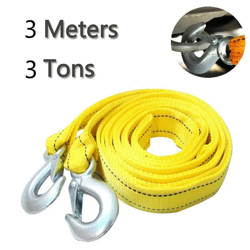 4M Car Tow Cable Heavy Duty 5 Ton Trailer Double Thick Traction Strap with Hook Rope for Vehicle Recovery Transportation Pile