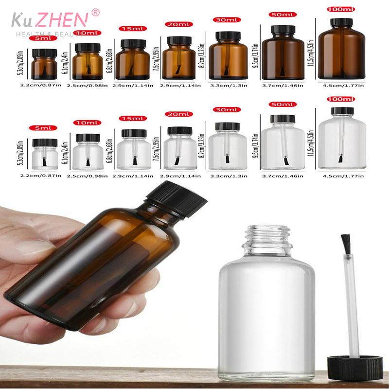 5/10/15/20/30/50/100ml Braune / Klare Nachfüllbare Nagellackflaschen Touch-up Aufbewahrungsbehälter Mit Pinselkappe DIY Bastelbehälter