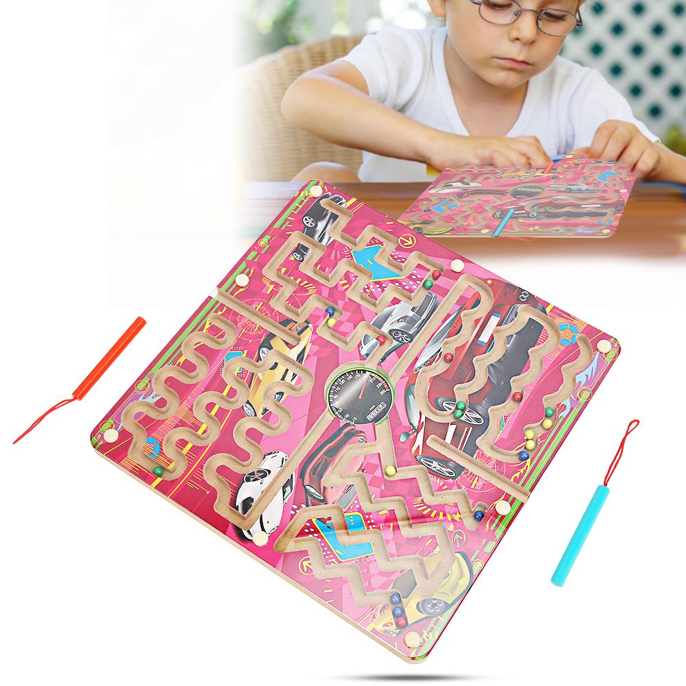 Magnetic Maze Game Puzzle Board Games Children Kid Toddler Educational Wooden Toy