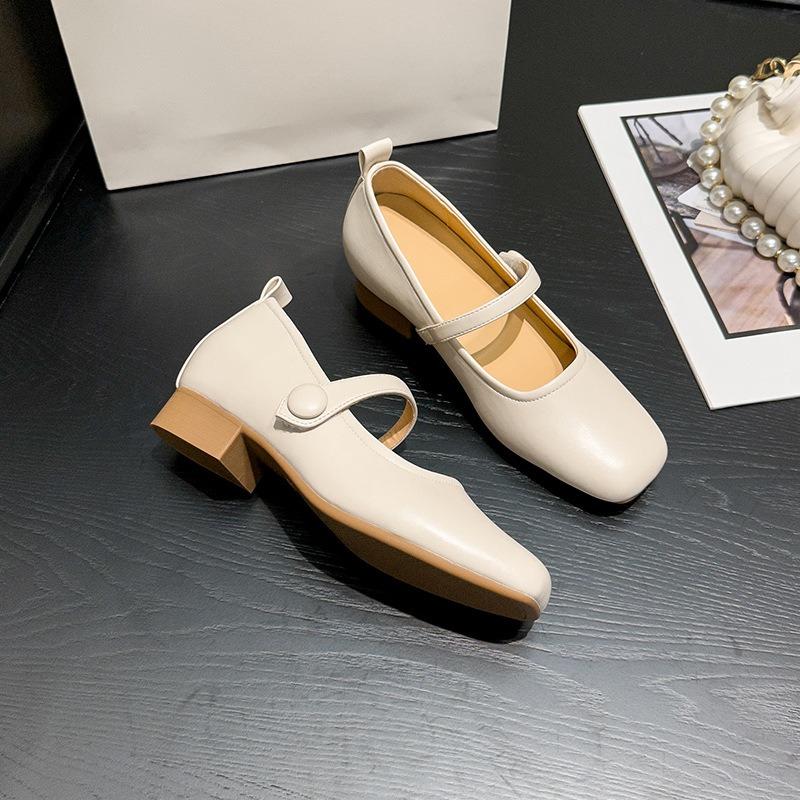 New Mary Jane shoes women's thick heel inner height increase soft sole small leather shoes hot single shoes