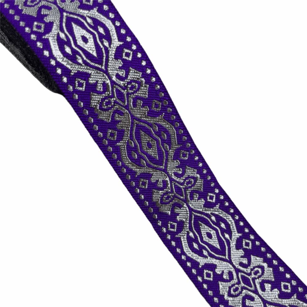 Silver Glitter Embroidery Ribbon Trim Vintage Ethnic Traditional Chinese Pattern Jacquard Embroidery Trim Boho Floral