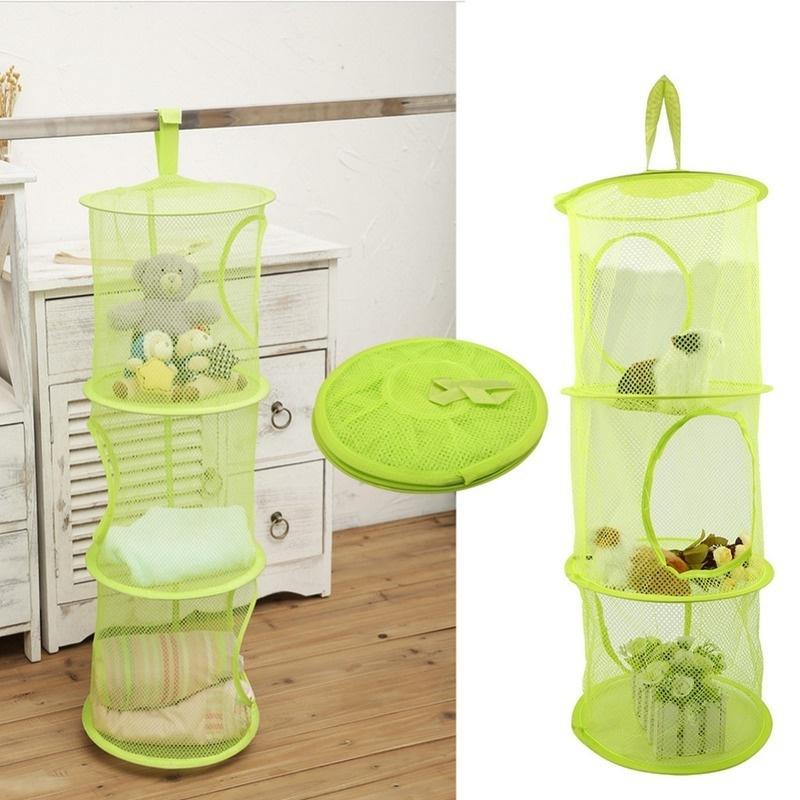 Cesta de Lavandería Colgante de Tela de Malla de Nailon Cesta de Almacenamiento para Juguetes Cesta para Lavar Ropa Sucia