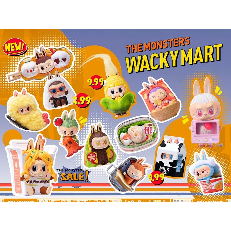 POPMART THE MONSTERS Wacky Mart Pop Mart Wacky Mart Series Fried Rice Milk Mini Figure [Single Item, Authentic, Unopened] [1 Piece] Figure Shrimp,