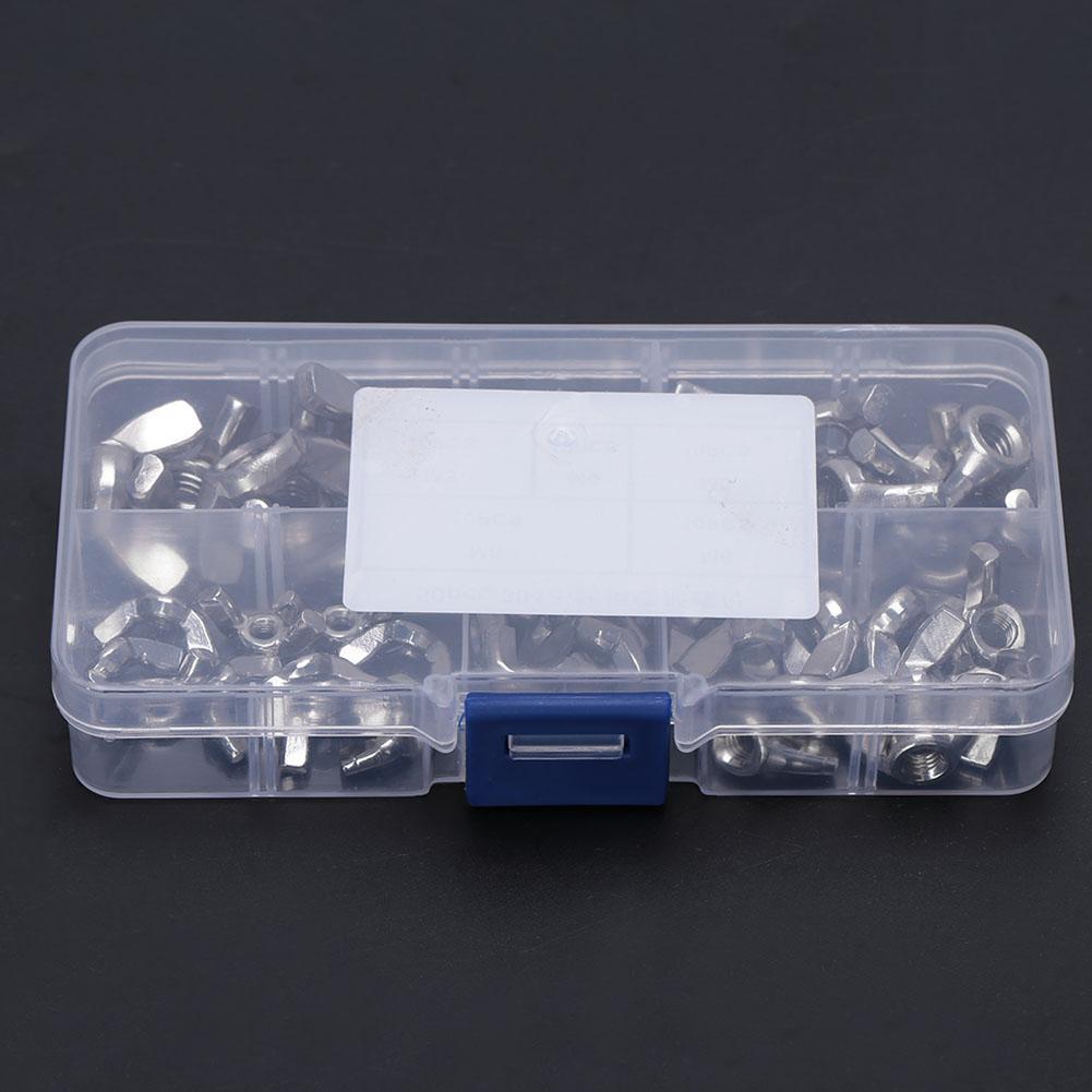 50 Pcs Butterfly Nut Stainless Steel Wing Nut Hand Tighten M3 M4 M5 M6 M8 Fastener Kit