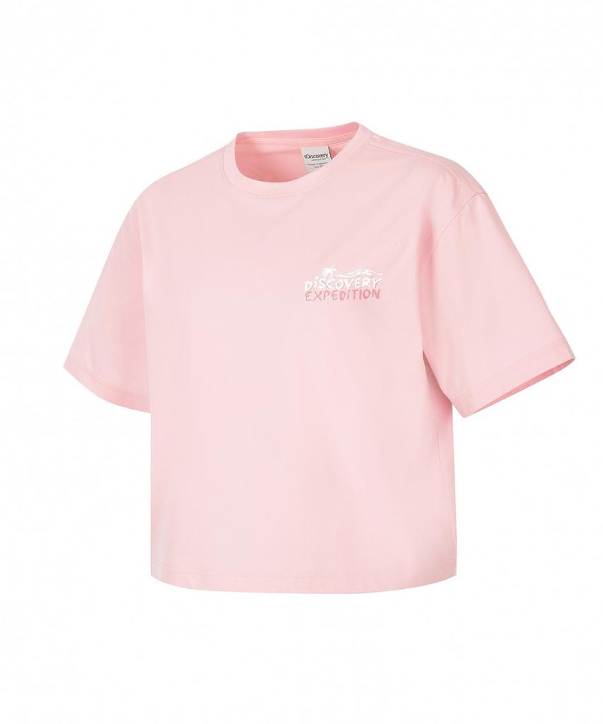 DISCOVERY EXPEDITION Women'S Essential Short Sleeve Crop Cover-Up (L/Pink)