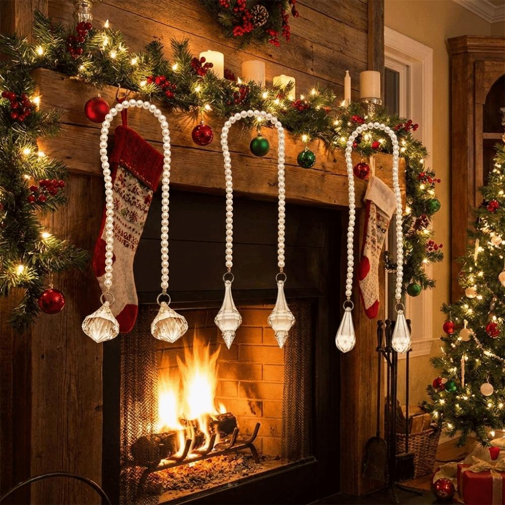Leichtes Weihnachts-Perlenkristall-Ornament U-förmiger Imitationsperlen-Anhänger Neujahr