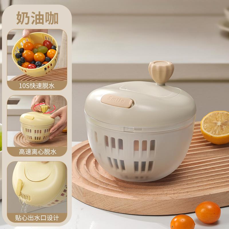 

Ручная овощесушилка Полуавтоматическая сушилка для фруктов и овощей Салатная центрифуга с дренажной корзиной для мытья фруктов