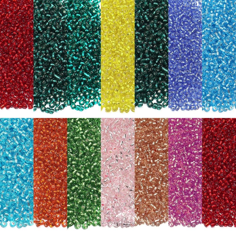 Forsølvede 3 mm glassfrøperler for DIY-smykker - Flere farger