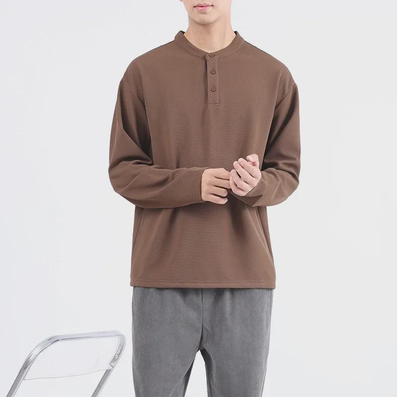Men's Trendy Waffle Henley Long-Sleeve Casual Shirt