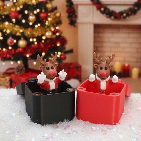1/2/4Pcs Christmas Middle Finger In A Box Ornament Pop-up Santa Claus Reindeer Snowman Box Desktop Decoration Tricky Props Gag Prank Gift