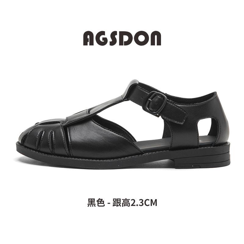 Augustine Roman Sandals Women's 2025 New Summer Baotou Flat-soled Soft-soled Beach Shoes Woven Pig Cage Shoes