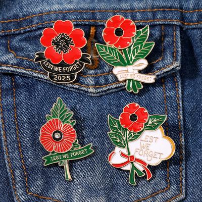 Para Que Não Esquecemos Flores de Papoula Broches de Esmalte Dia dos Veteranos Dia da Memória 2026 Pins Distintivo de Lembrança
