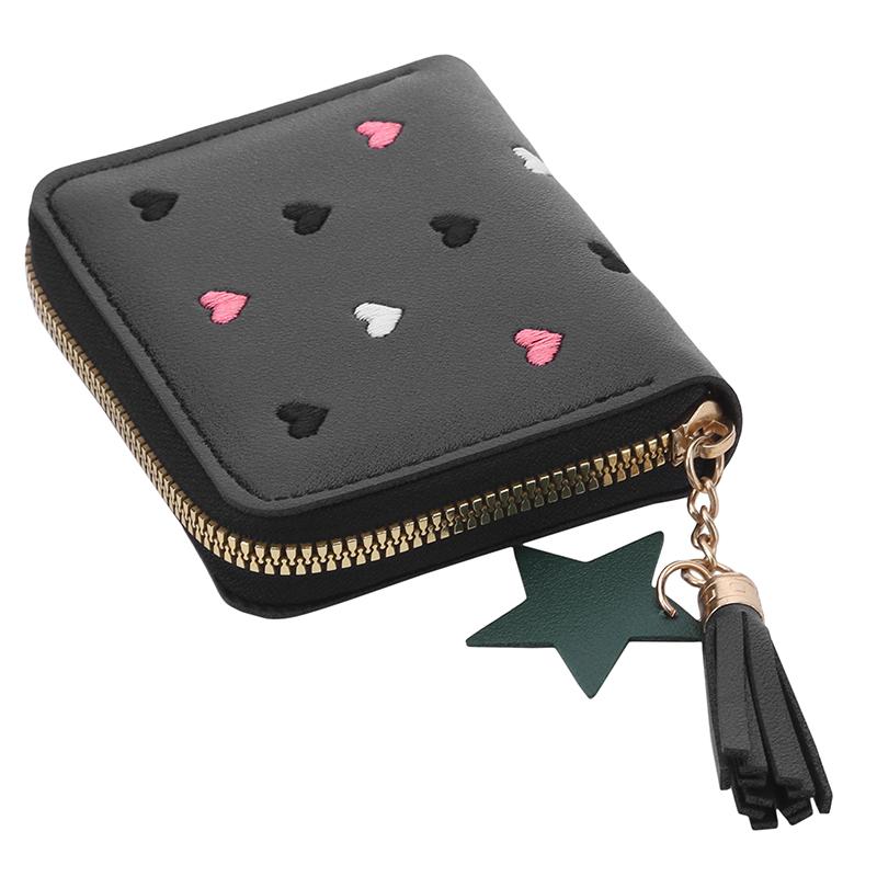 

Женский модный кошелек, мини-держатель для кредитных карт, зажим для денег, короткий милый маленький кошелек для монет One Size чёрный