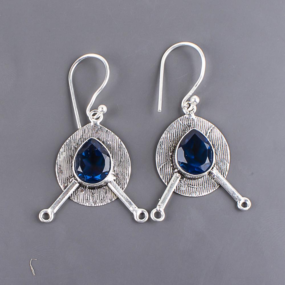 London Blue Topaz Gemstone Jewelry, 925 Solid Sterling Silver Earrings, Handmade Everyday Earrings For Wedding Gift