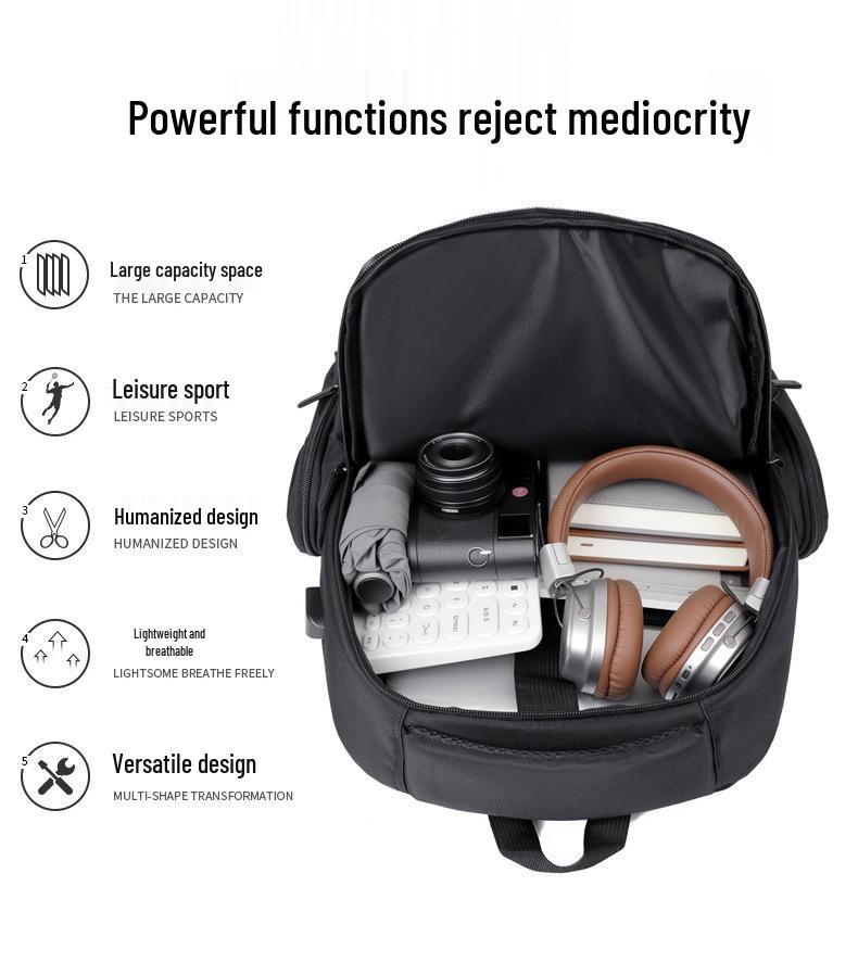 Men's Large Capacity Color Block Laptop Backpack - Business Casual & Student Friendly
