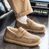 Platform Boat shoes Men's Loafers Winter Shoes Slip On Warm Fleece Low Top Snow Boots Plush Flat Moccasin Fur Lined Casual Shoes