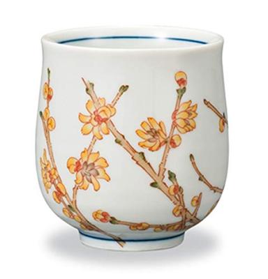 Marsan Miyamoto Tea Cup Diameter X Height Four Seasons Flower Tea Cup Robai "Kutani Ware" 7.2 8.2cm