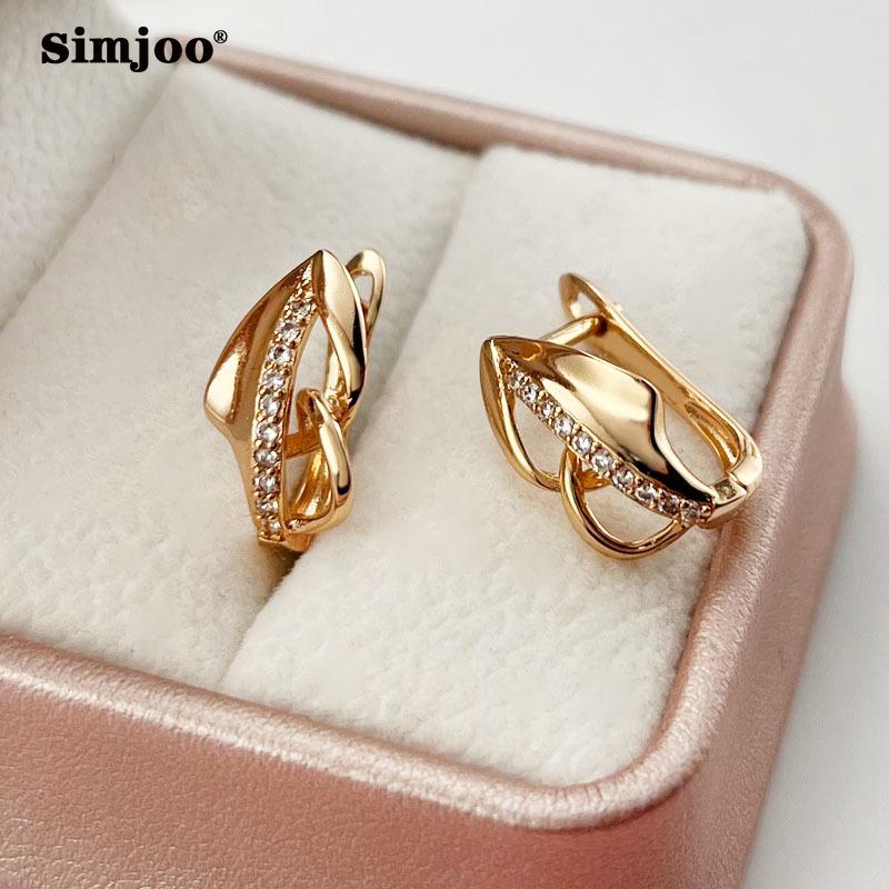 SIMJOO Temperamentní náušnice Růžové zlato Zirkon Geometrické náušnice