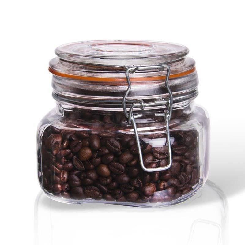 Patent Glass Kitchen Container Jar with Food Clip 500 ml