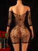 Fhseer Women'S Sexy Lingerie Off Shoulder Dress Fishent Hollow Out Bodycon Dress With Geometry Spot Babydoll For Private Party