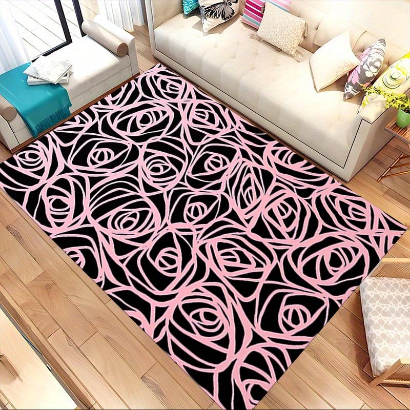 1pc Rose Pattern Themed Rug for Home Decor, Non-slip Office Carpet, Chair mat, Outdoor Mat, Christmas and Halloween gifts-0731056