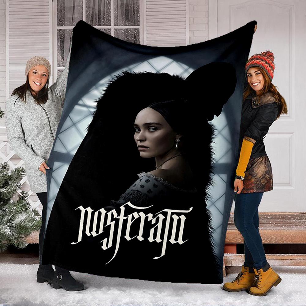 1pc Nosferatu, Dracula Outdoor Flannel Blanket Gift For Boys Girls Adults, Family Friends