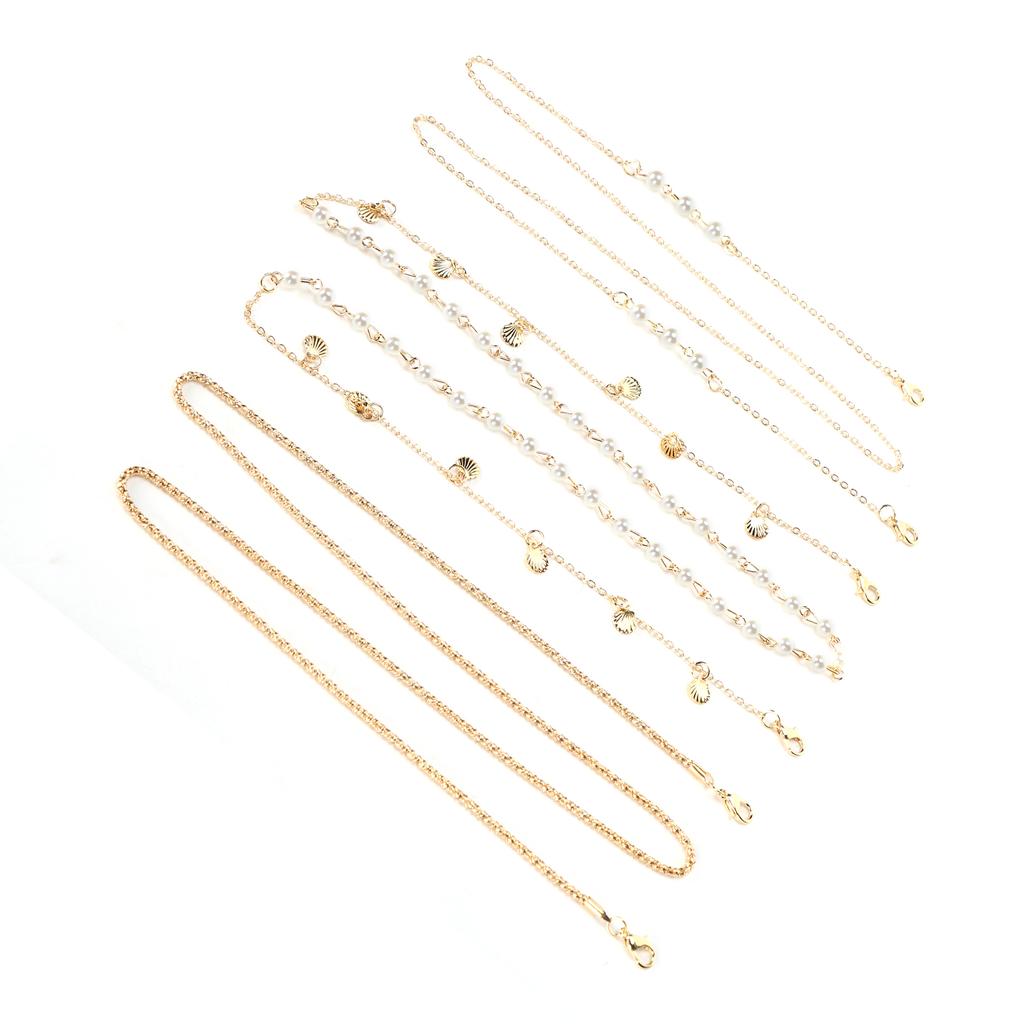 3 Stück Metall Gesichtsmaskenhalter Kette Kunstperle Muschel Anhänger Brillenkette Lanyard