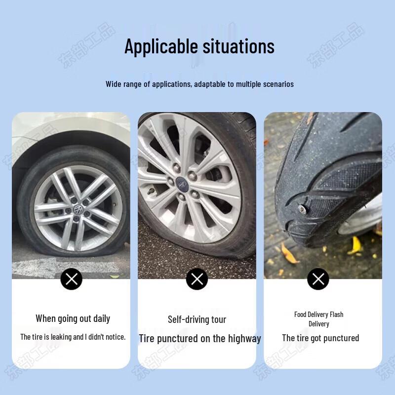 Emergency Tire Repair Tool Kit with Vulcanized Strips