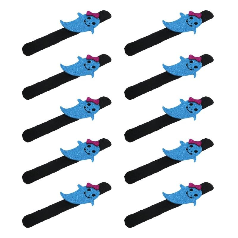 Holiday Wrist Accessories Set of 10 Slap Bracelets for Group Guests, Seasonal Wristbands for Class Parties and Family Plans