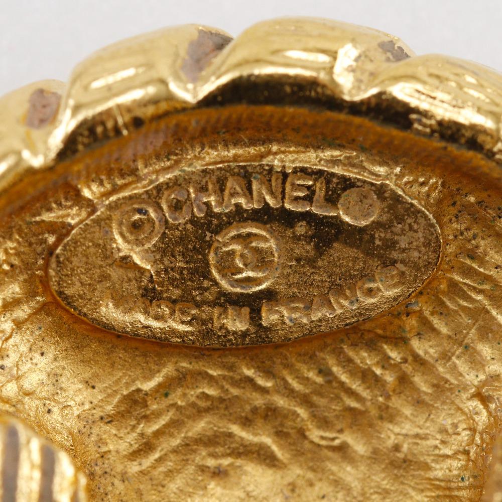 Chanel COCO Mark Earring Vintage Plated Gold 23g Women Used