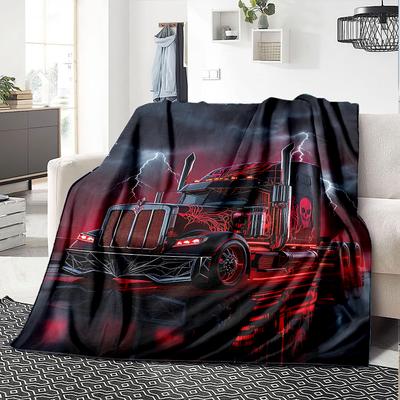 Truck Dreams Flannel Blanket Super Soft Warm Cozy Blanket For Sofa Bed Office Travel Allseason Home Decor Gift