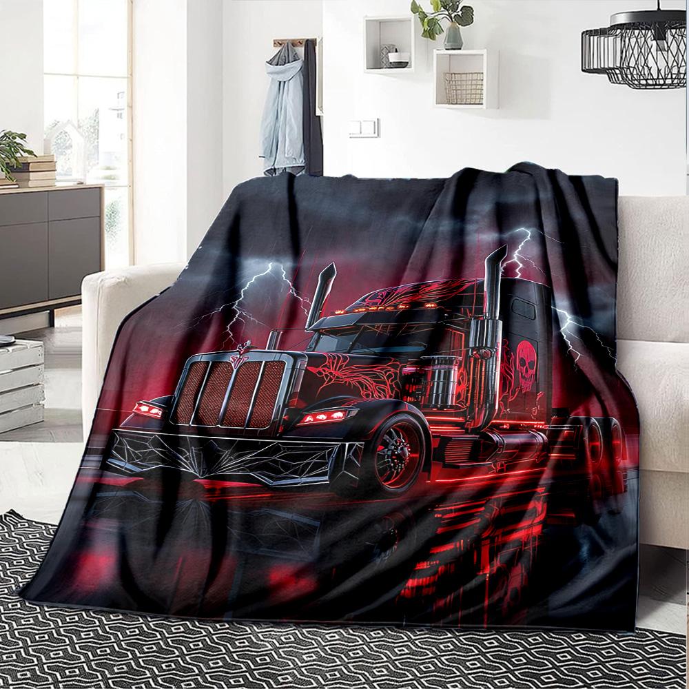 Truck Dreams Flannel Blanket Super Soft Warm Cozy Blanket For Sofa Bed Office Travel Allseason Home Decor Gift