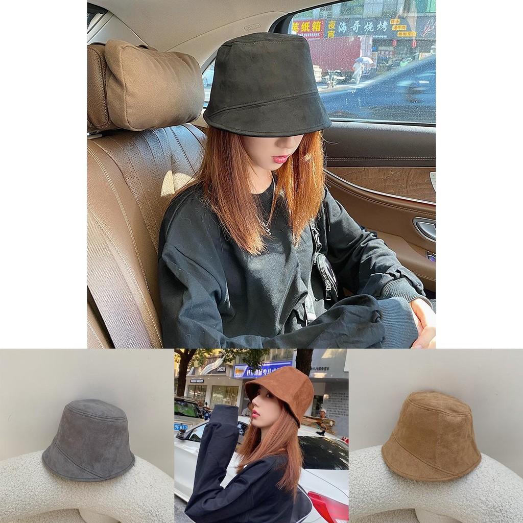 Chapeau Seau Tendance Aspect Daim Pour Femmes À Large Bord Respirant Protection Solaire