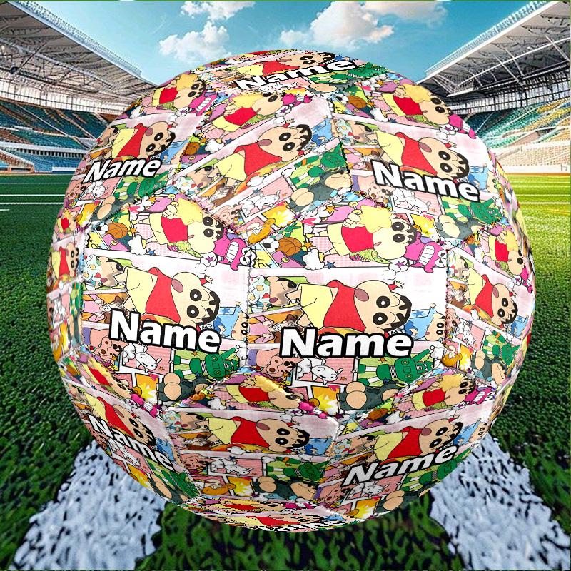 Custom Name Personalized Crayon Shin Print Size 5 Soccer Ball Training & Match Football, for Team, Kicking, Gift for Football